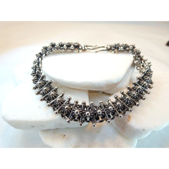 VTG Mens Sterling Silver Cannetille Filigree Etruscan Bracelet  RARE 30g 8" 10mm - Picture 1 of 7